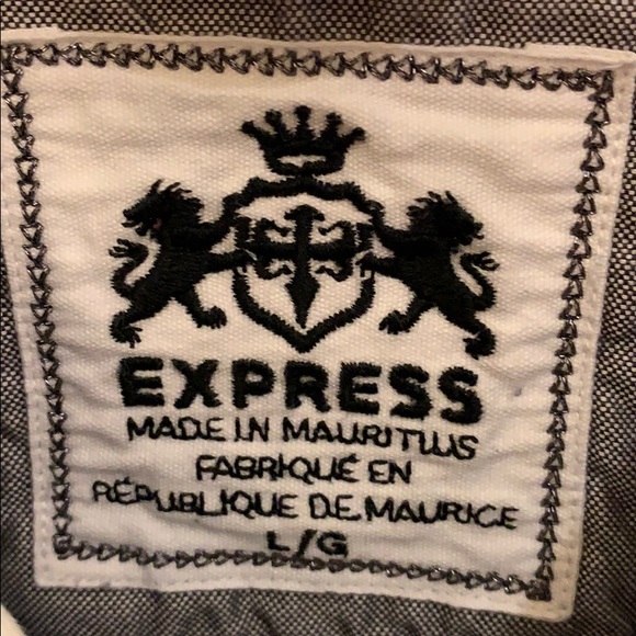 EXPRESS blue and white checkered Oxford - Picture 3 of 6